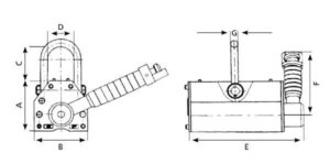 Cotas para el sistema de elevación magnético manual